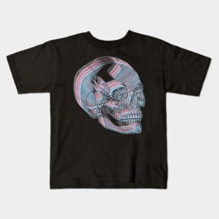 Skull Anaglyph (Red and Blue II) Kids T-Shirt